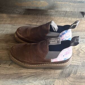 Georgia Boot Brown and Pink Slip-On Boots